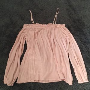 Blush pink off the shoulder top